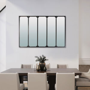 MIROIR INDUSTRIEL 5 VANTAUX EN METAL NOIR 137 X 2 X 90 CM