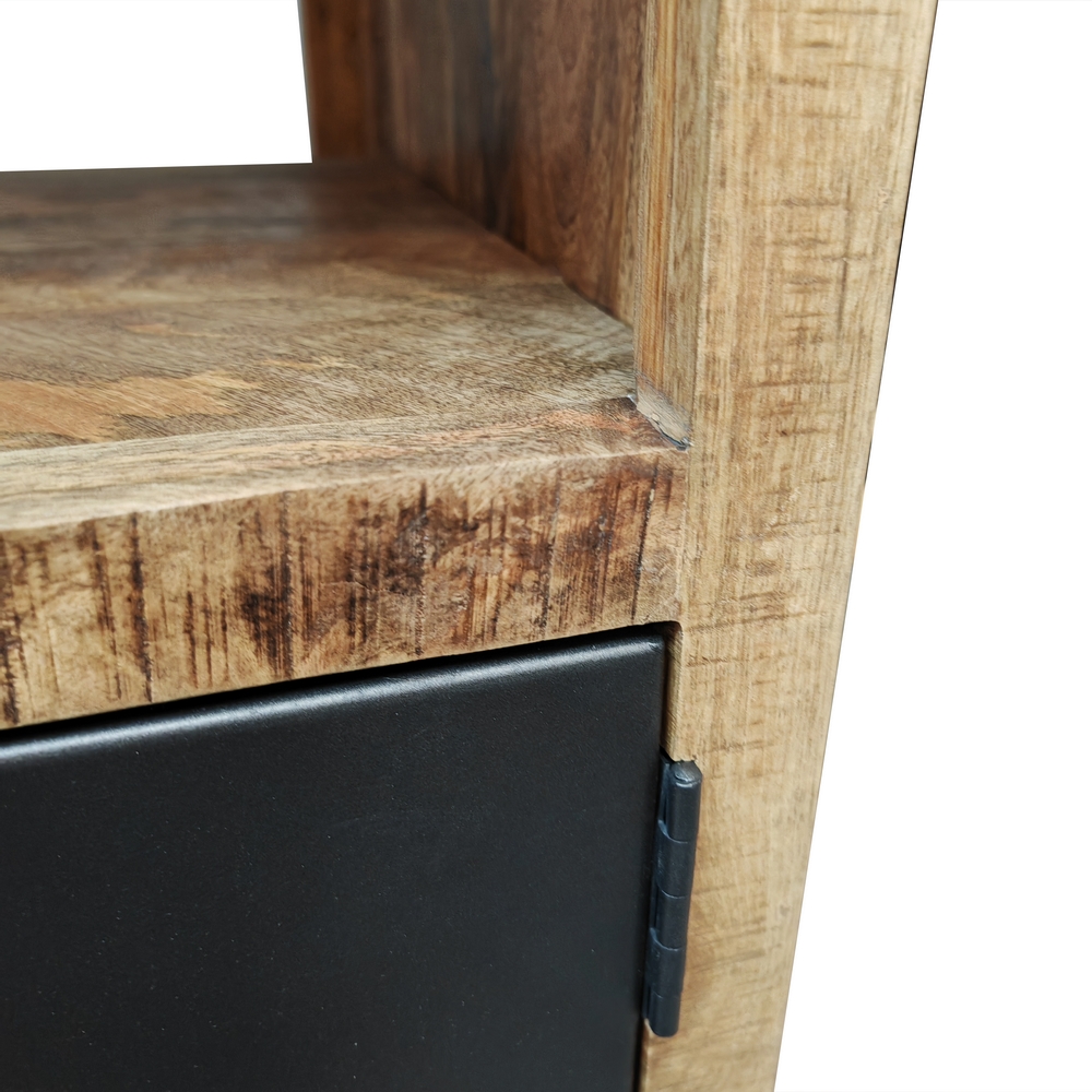 MEUBLE DE SALLE DE BAIN EN MANGUIER ET METAL 2 PORTES 1 NICHE 90 X 81 X 45 CM - Photo N°10