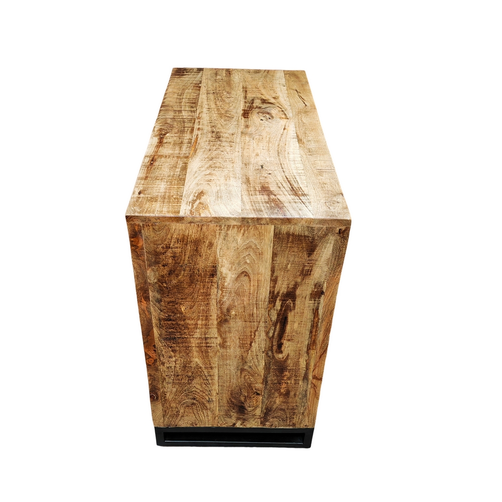 MEUBLE DE SALLE DE BAIN EN MANGUIER ET METAL 2 PORTES 1 NICHE 90 X 81 X 45 CM - Photo N°5