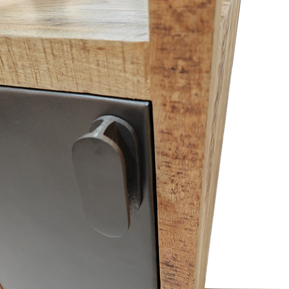 COLONNE DE SALLE DE BAIN EN MANGUIER ET METAL 2 PORTES 1 NICHE 35 X 180 X 35 CM - Photo N°3