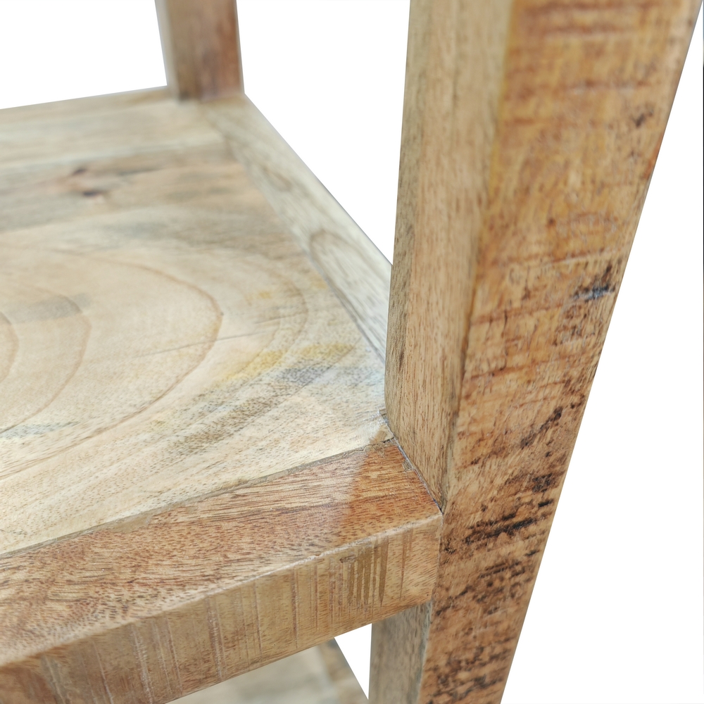 COLONNE DE SALLE DE BAIN EN MANGUIER ET METAL 1PORTE 3 ETAGERES 35 X 180 X 35 CM - Photo N°2