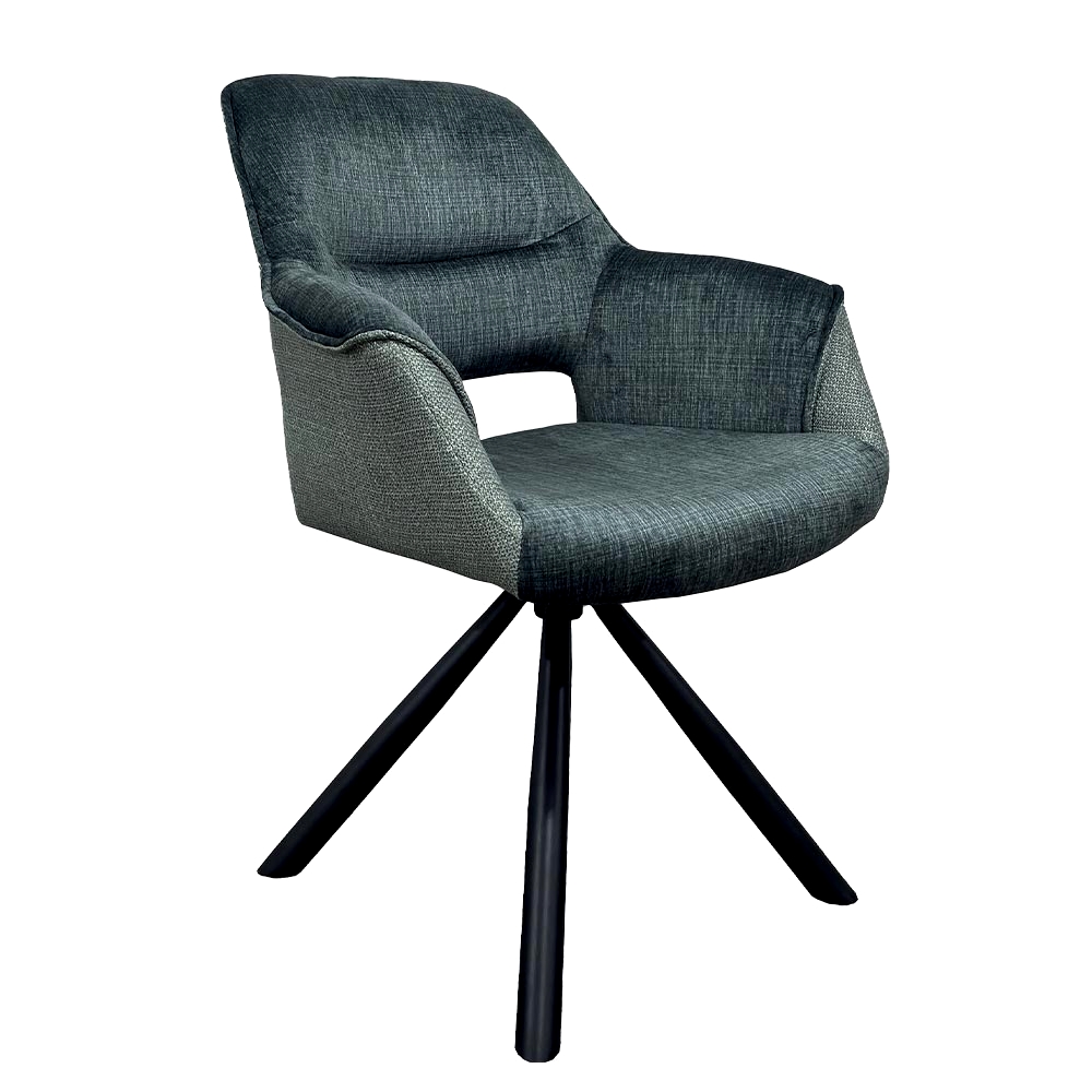 CHAISE ACCOUDOIR TOURNANTE CHILKO PIED NOIR TISSU / VELOURS BLEU 65 X 85 X 63 CM - Photo N°1