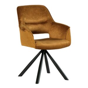 CHAISE ACCOUDOIR TOURNANTE CHILKO PIED NOIR TISSU / VELOURS GOLD 65 X 85 X 63 CM