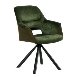 CHAISE ACCOUDOIR TOURNANTE CHILKO PIED NOIR TISSU / VELOURS VERT 65 X 85 X 63 CM