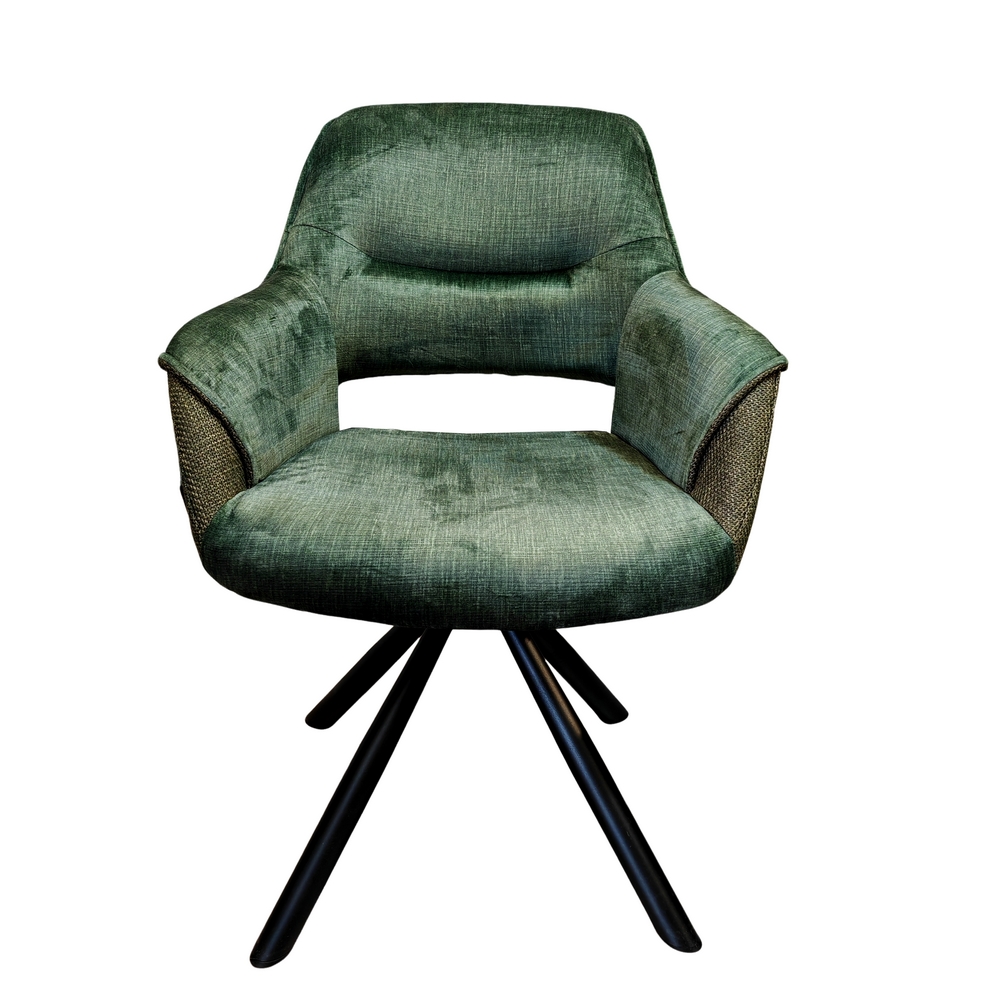 CHAISE ACCOUDOIR TOURNANTE CHILKO PIED NOIR TISSU / VELOURS VERT 65 X 85 X 63 CM - Photo N°6