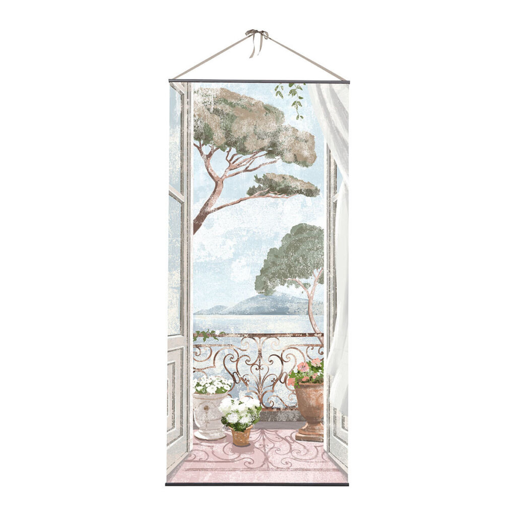 TOILE TROMPE L'OEIL BALCON MEDITERRANEEN  MATHILDE M 90 X 200 CM - Photo N°4