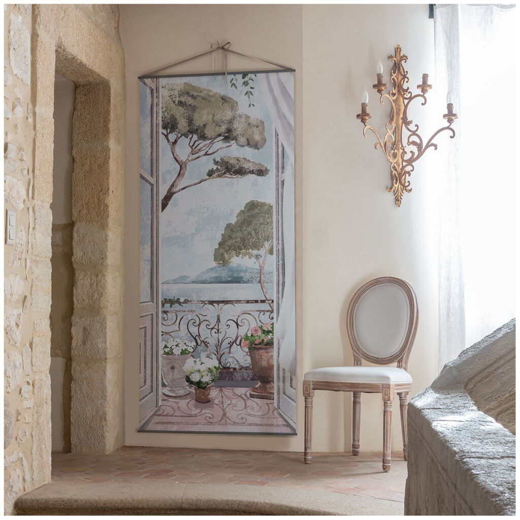 TOILE TROMPE L'OEIL BALCON MEDITERRANEEN  MATHILDE M 90 X 200 CM - Photo N°1