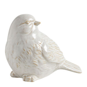 OISEAU DECORATIF EN GRES BLANC 15 X 8.9 X 11 CM