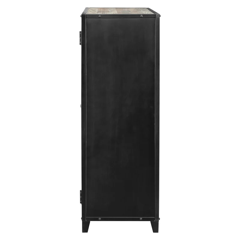 MEUBLE HAUT 4 PORTES METAL ET BOIS 120 X 130 X 45 CM - Photo N°2