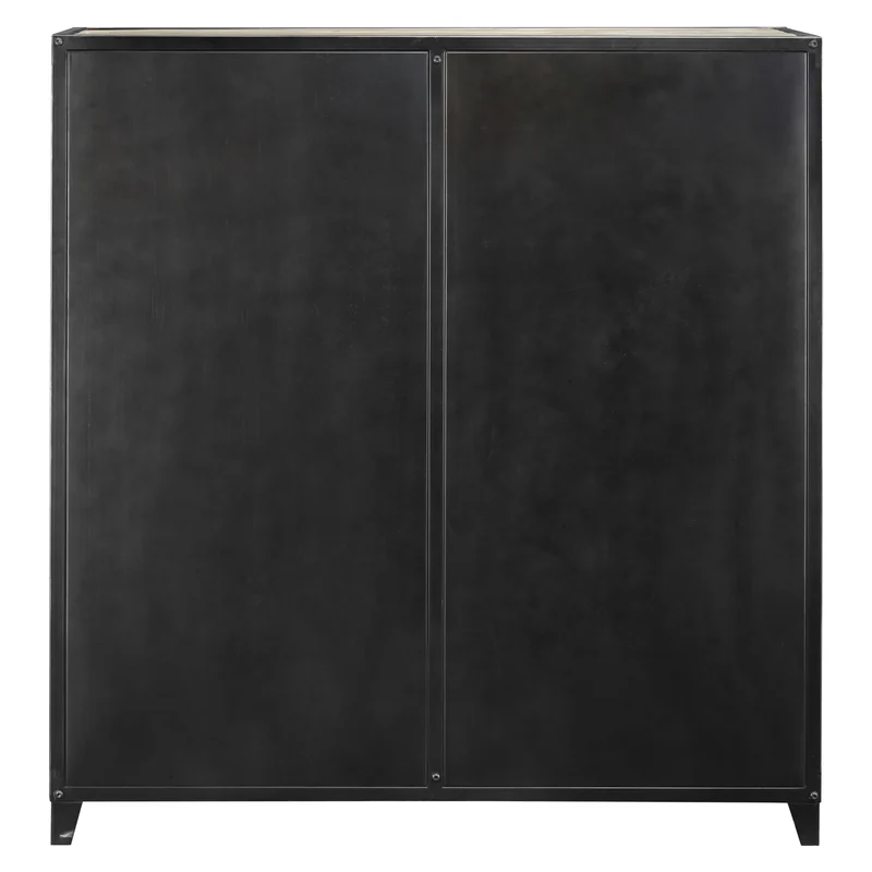 MEUBLE HAUT 4 PORTES METAL ET BOIS 120 X 130 X 45 CM - Photo N°4