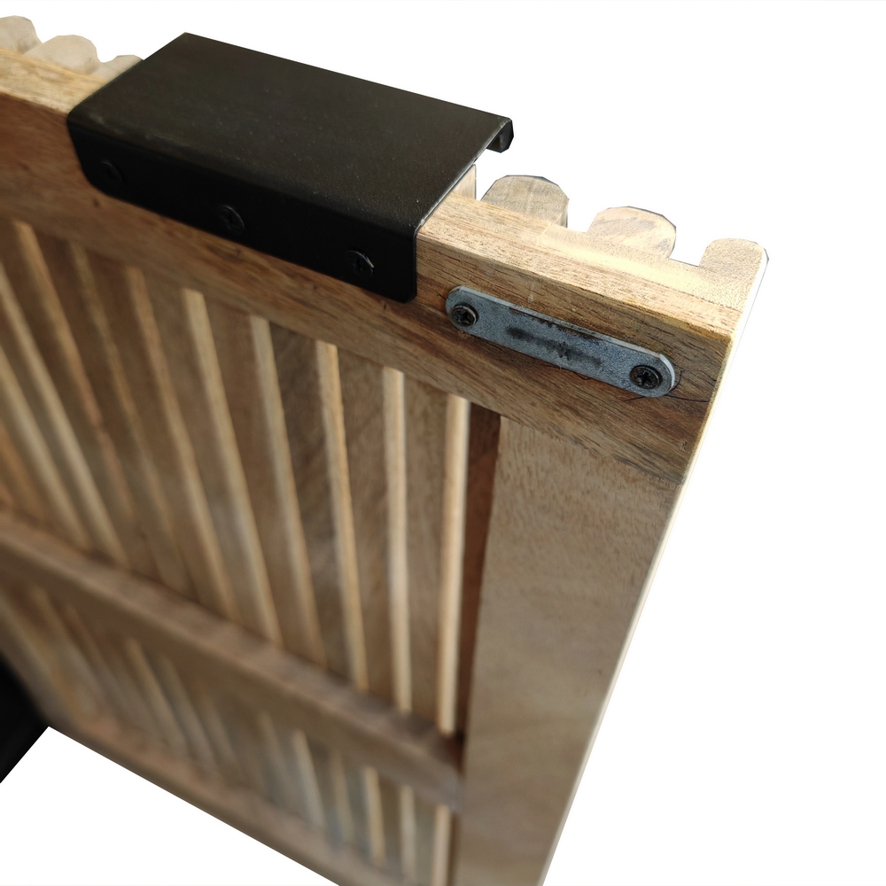 BAHUT BAS FLUTE MANGUIER ET METAL 4 PORTES 180 X 45 X 85 - Photo N°8