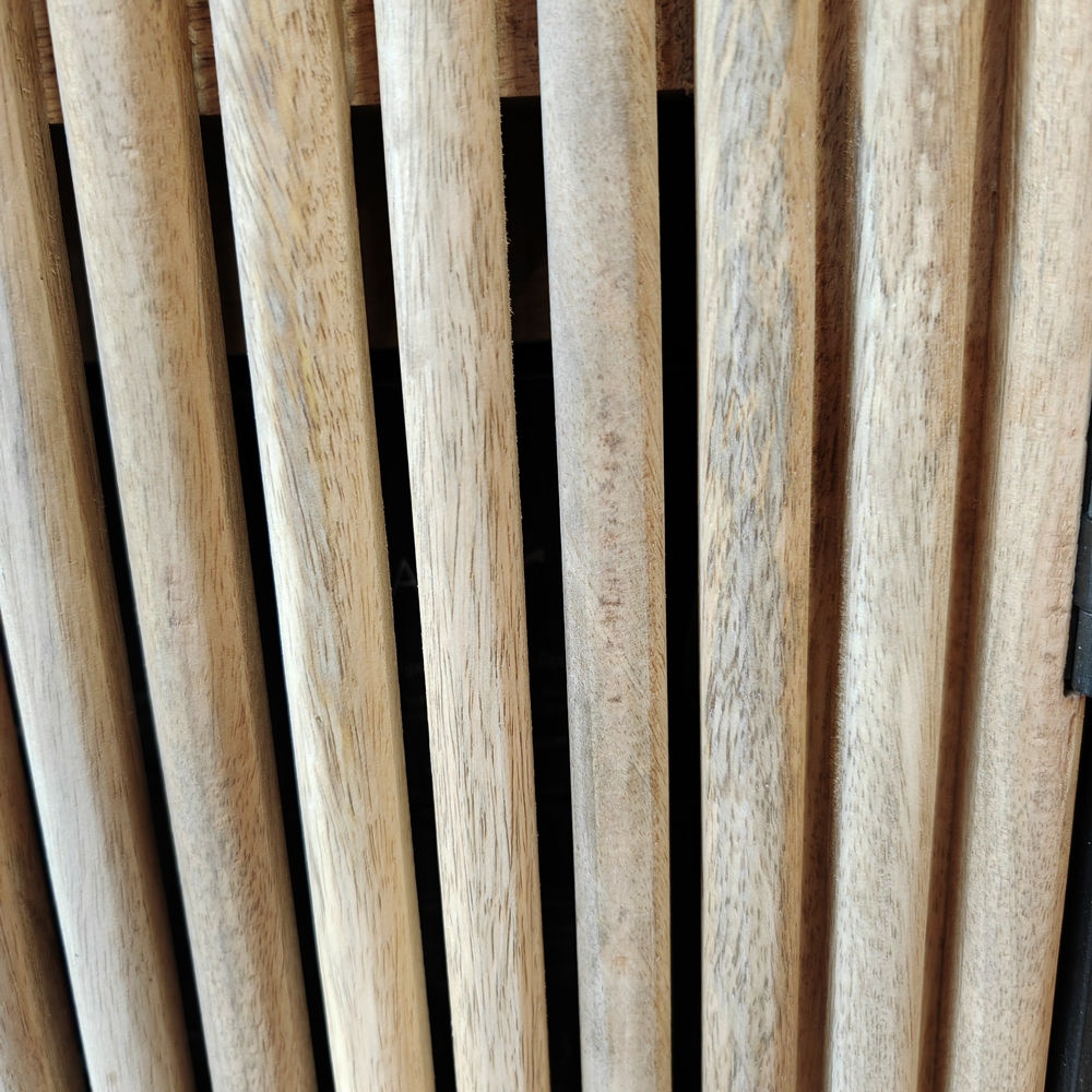 BAHUT BAS FLUTE MANGUIER ET METAL 4 PORTES 180 X 45 X 85 - Photo N°4