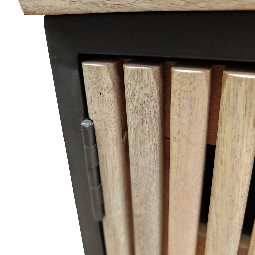 MEUBLE TV FLUTE MANGUIER ET METAL 2 PORTES 2 TIROIRS 180 X 45 X 50 - Photo N°3