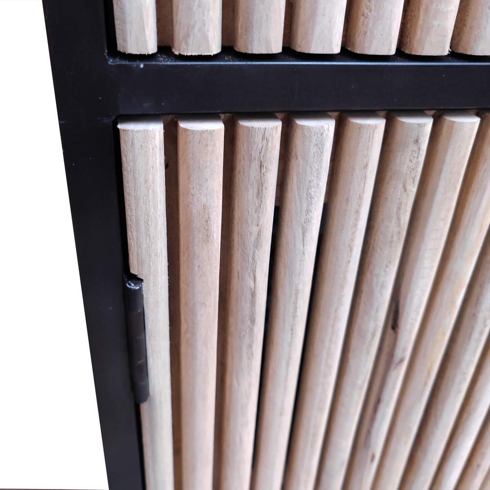 MEUBLE HAUT VITRINE MANGUIER ET METAL 2 PORTES VITREES  2 PORTES 90 X 40 X 180 - Photo N°5