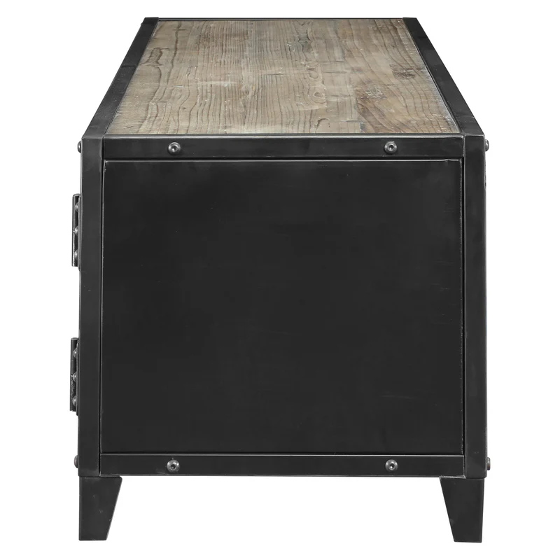 MEUBLE TV 3 PORTES METAL ET BOIS 150 X 45 X 45 CM - Photo N°3