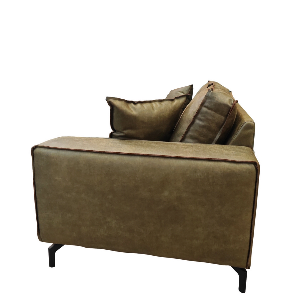 CANAPE PUEBLO 3 PLACES TISSU CUIR BULL KAKI 214 X 90 X 103 CM - Photo N°6
