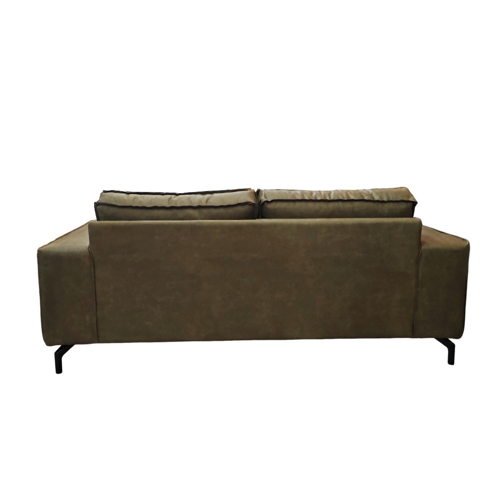 CANAPE PUEBLO 3 PLACES TISSU CUIR BULL KAKI 214 X 90 X 103 CM - Photo N°2