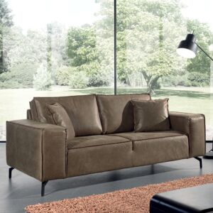 CANAPE PUEBLO 3 PLACES TISSU CUIR BULL KAKI 214 X 90 X 103 CM