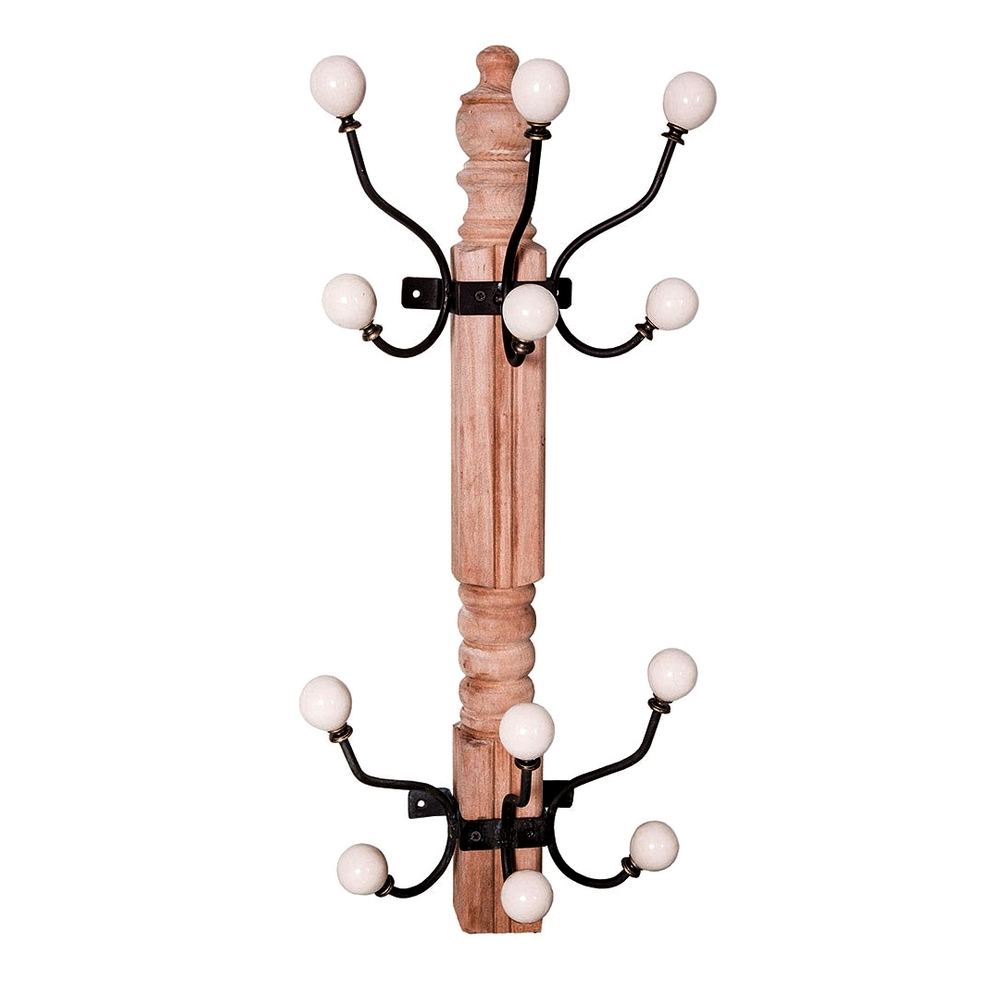 PORTE MANTEAU DEMI PERROQUET MURAL FER ET BOIS 25.5 X 56 X 17.5 CM - Photo N°1