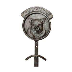 PATERE CHARCUTERIE DECOR COCHON METAL COULEUR ACIER 10 X 17 X 5 CM