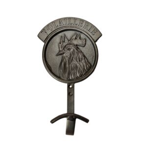 PATERE VOLAILLERIE DECOR COQ METAL COULEUR ACIER 10 X 17 X 5 CM