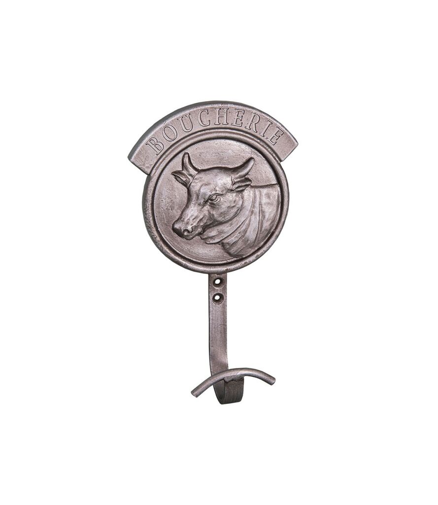 PATERE BOUCHERIE DECOR VACHE METAL COULEUR ACIER 10 X 17 X 5 CM - Photo N°5