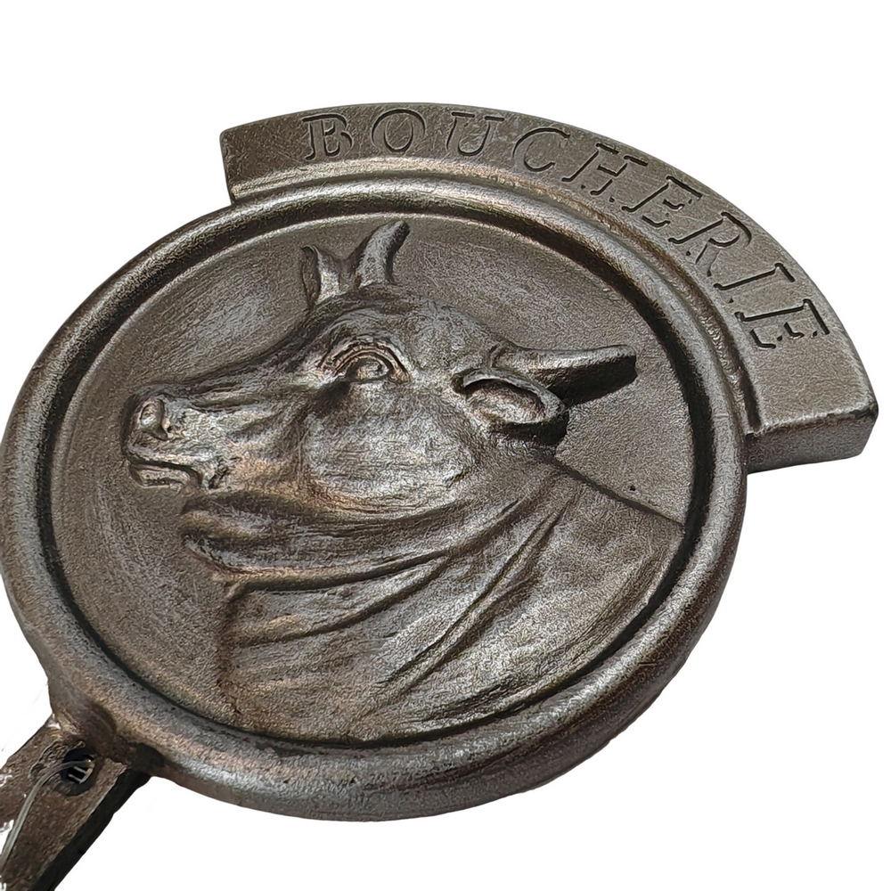 PATERE BOUCHERIE DECOR VACHE METAL COULEUR ACIER 10 X 17 X 5 CM - Photo N°3