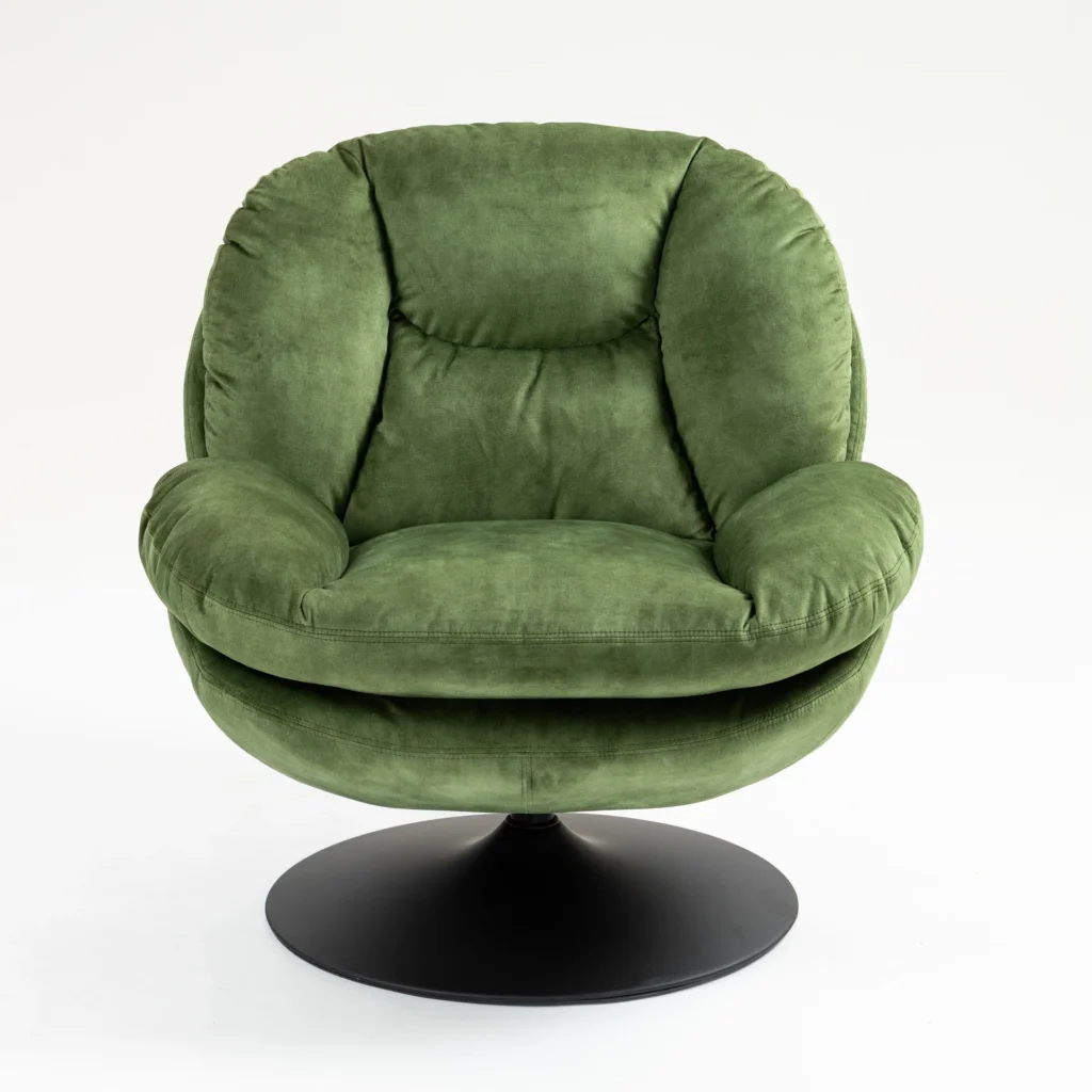 FAUTEUIL PIVOTANT TOPI VELOURS VERT  H 83.8 X L 80.7 X P 83.7 CM - Photo N°6