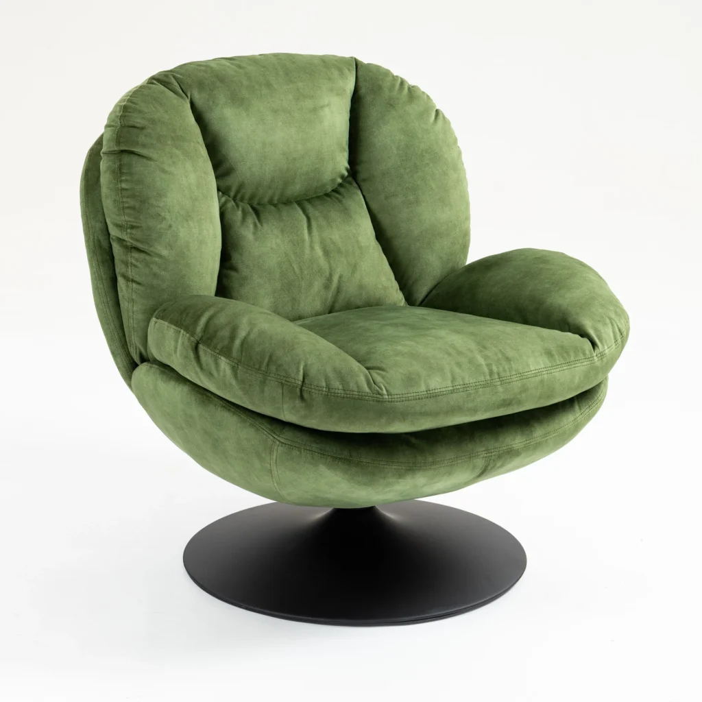 FAUTEUIL PIVOTANT TOPI VELOURS VERT  H 83.8 X L 80.7 X P 83.7 CM - Photo N°1