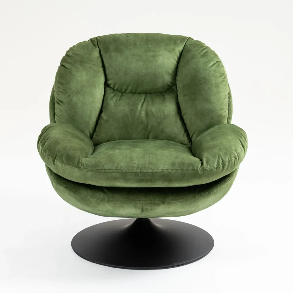 FAUTEUIL PIVOTANT TOPI VELOURS VERT  H 83.8 X L 80.7 X P 83.7 CM - Photo N°5