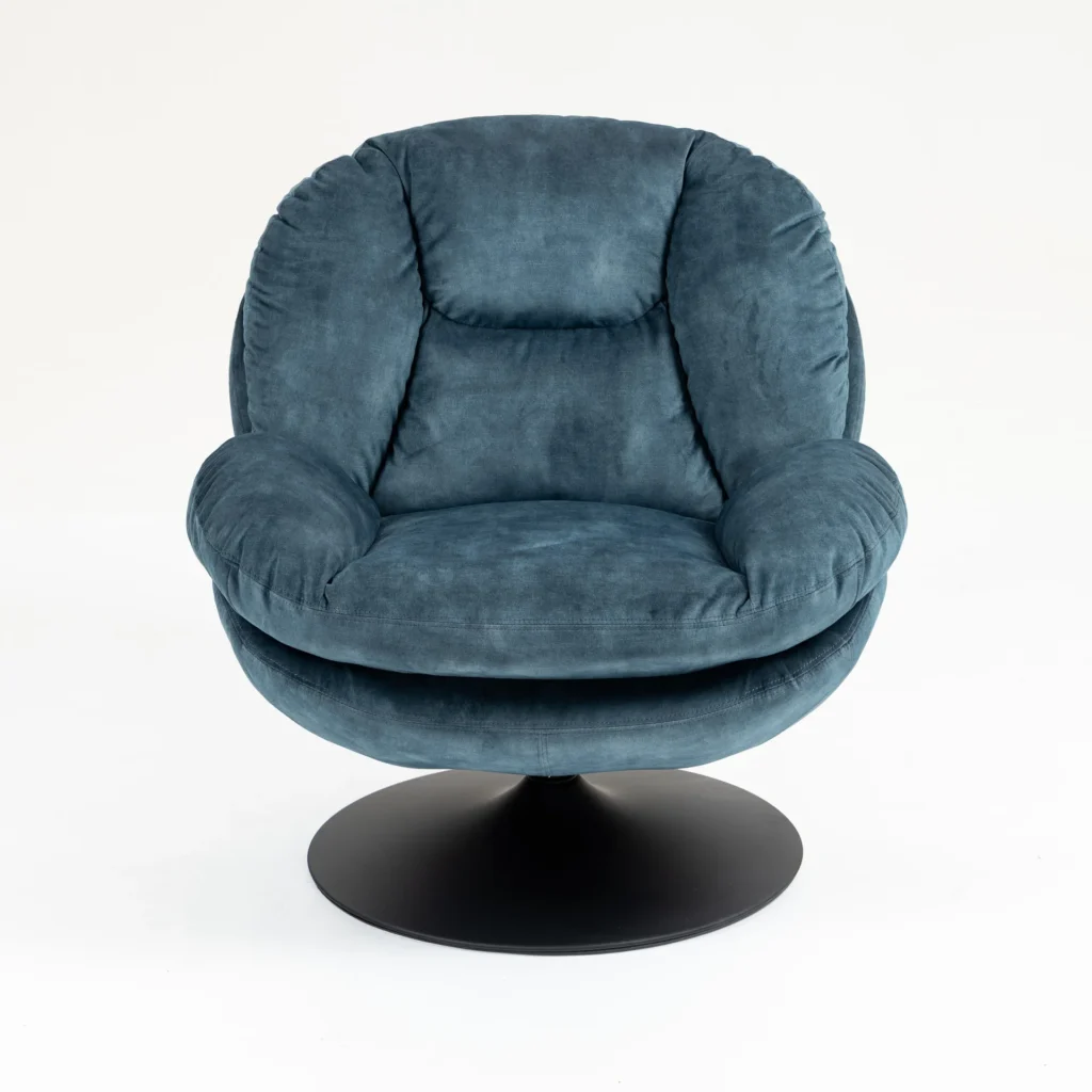 FAUTEUIL PIVOTANT TOPI VELOURS BLEU GRIS H 83.8 X L 80.7 X P 83.7 CM - Photo N°5