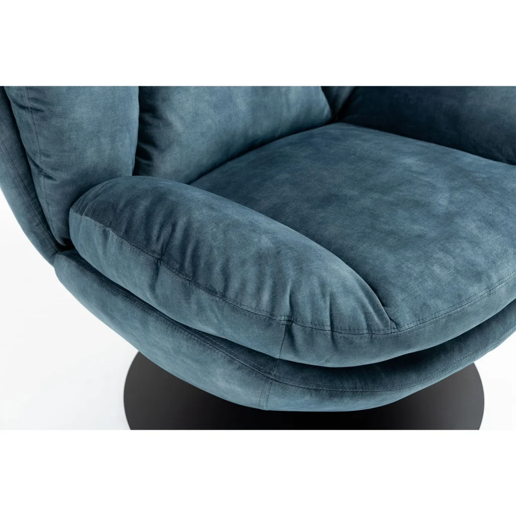 FAUTEUIL PIVOTANT TOPI VELOURS BLEU GRIS H 83.8 X L 80.7 X P 83.7 CM - Photo N°3