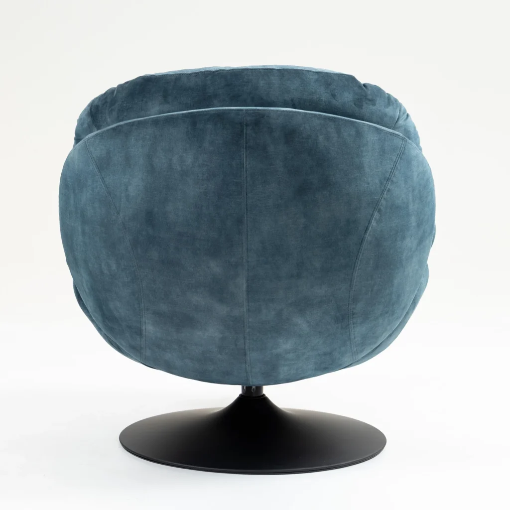 FAUTEUIL PIVOTANT TOPI VELOURS BLEU GRIS H 83.8 X L 80.7 X P 83.7 CM - Photo N°4