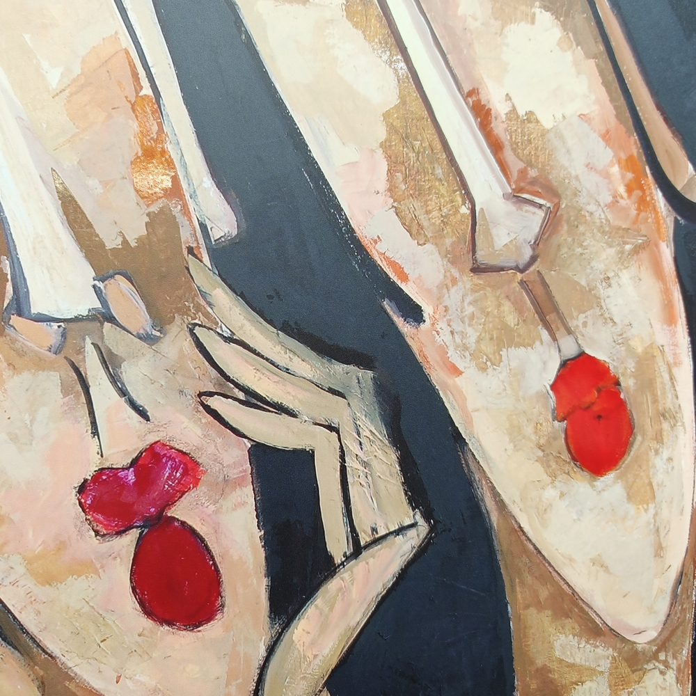 TOILE TENUES DE SOIREE ENCADREMENT NOIR M. GONNIN 93 X 133 CM - Photo N°2