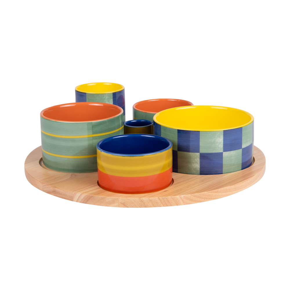 SERVICE APERITIF CAPRI 6 PIECES PLATEAU TOURNANT 31 CM - Photo N°4