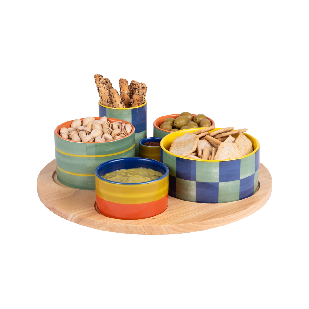 SERVICE APERITIF CAPRI 6 PIECES PLATEAU TOURNANT 31 CM - Photo N°1