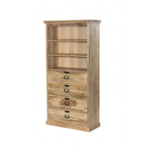 MEUBLE HAUT DUBLIN EN MANGUIER 4 TIROIRS 3 RAYONS 90 X 180 X 40 CM