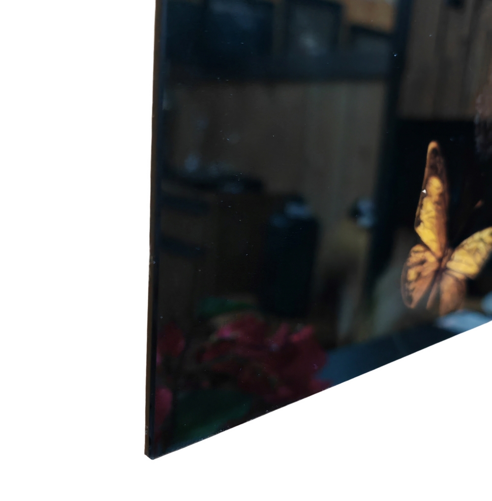 IMPRESSION SUR VERRE FEMME PAPILLONS OR  100 X 100 CM - Photo N°5