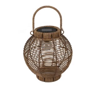 LANTERNE EN RESINE COULEUR NATUREL SOLAIRE AMPOULE LED 23 X 24 X 23 CM
