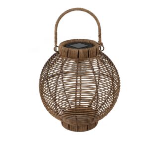 LANTERNE EN RESINE COULEUR NATUREL SOLAIRE AMPOULE LED 27 X 29 X 27 CM