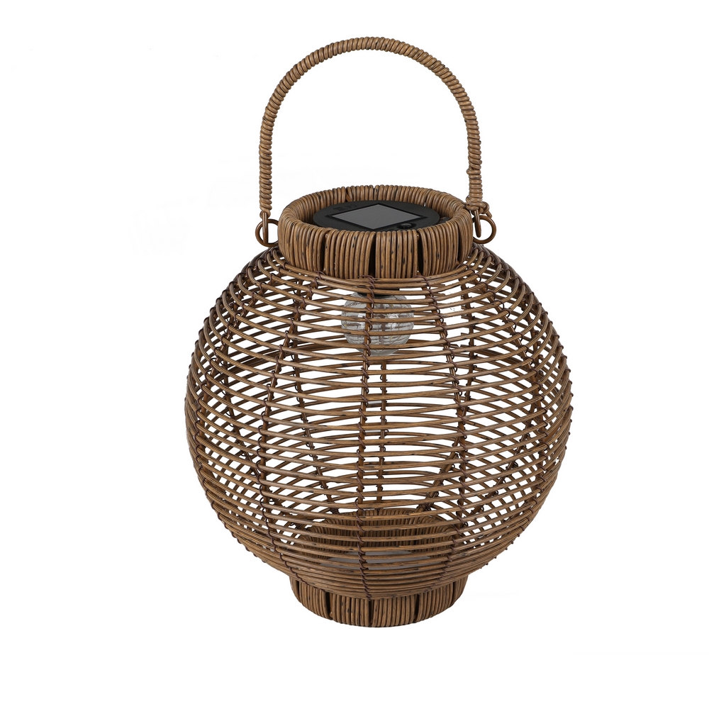 LANTERNE EN RESINE COULEUR NATUREL SOLAIRE AMPOULE LED 27 X 29 X 27 CM - Photo N°1