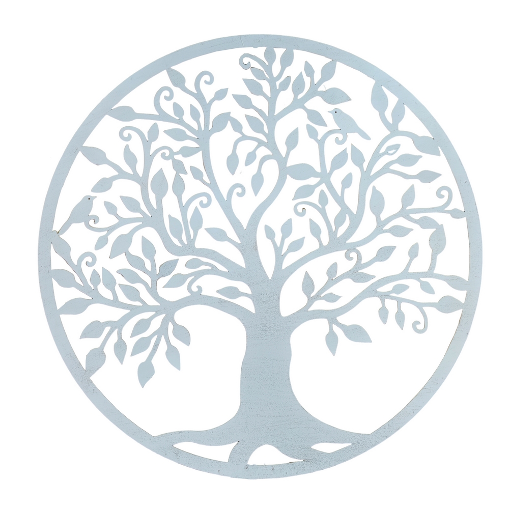 DECORATION MURALE RONDE EN METAL BLANC ARBRE DE VIE 60 CM - Photo N°7