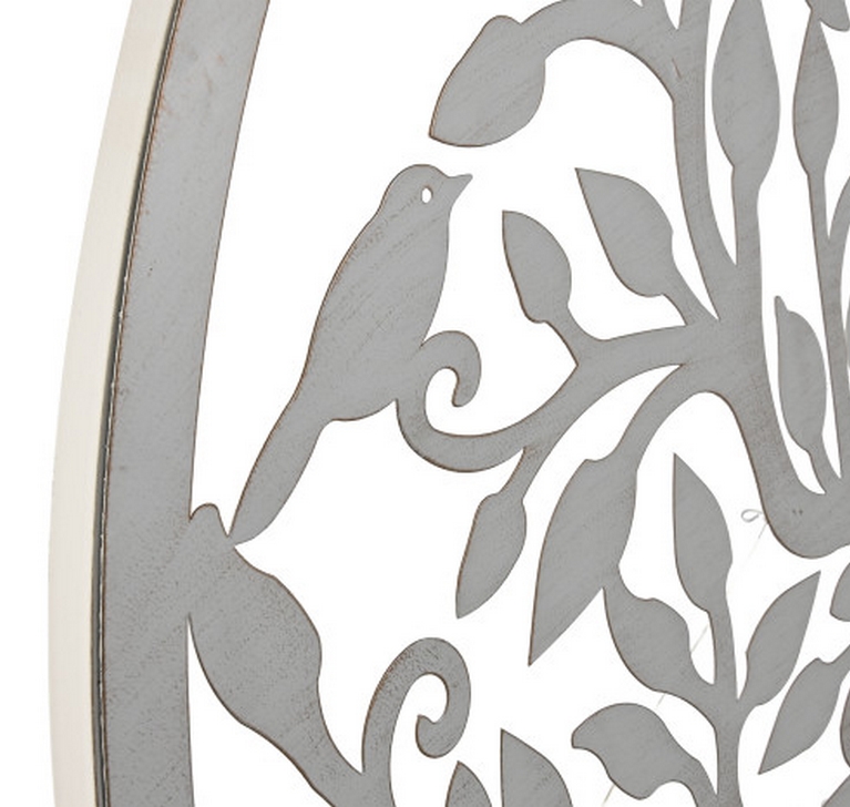 DECORATION MURALE RONDE EN METAL BLANC ARBRE DE VIE 60 CM - Photo N°4
