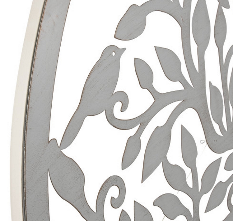 DECORATION MURALE RONDE EN METAL BLANC ARBRE DE VIE 40 CM - Photo N°5