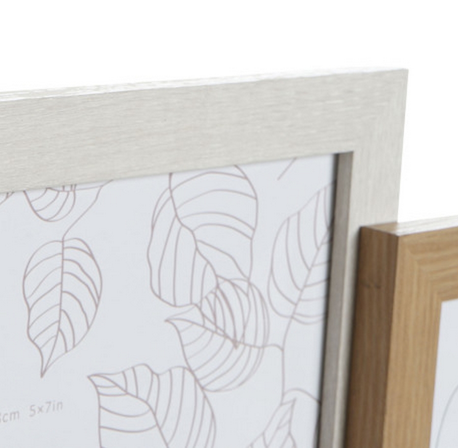 PELE MELE MURAL 4 PHOTOS BLANC BEIGE ET BOIS 37 X 35 X 3 cm - Photo N°3