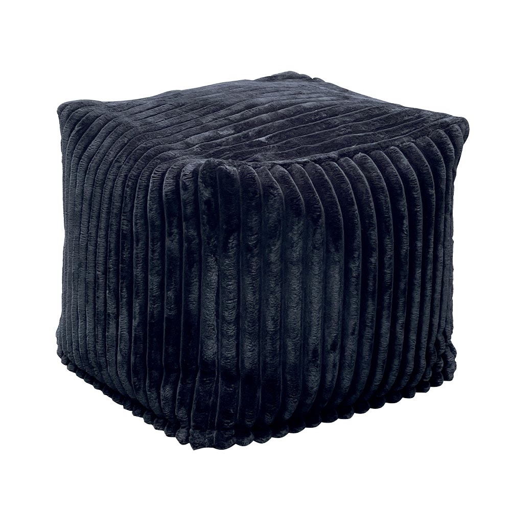 POUF LIZARD BILLES POLYSTYRENE VELOURS GROSSES COTES TILLIA NOIR 45 X 40 X 45 CM - Photo N°1