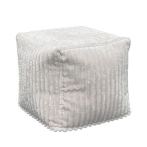POUF LIZARD BILLES POLYSTYRENE VELOURS GROSSES COTES TILLIA BLANC 45 X 40 X 45CM