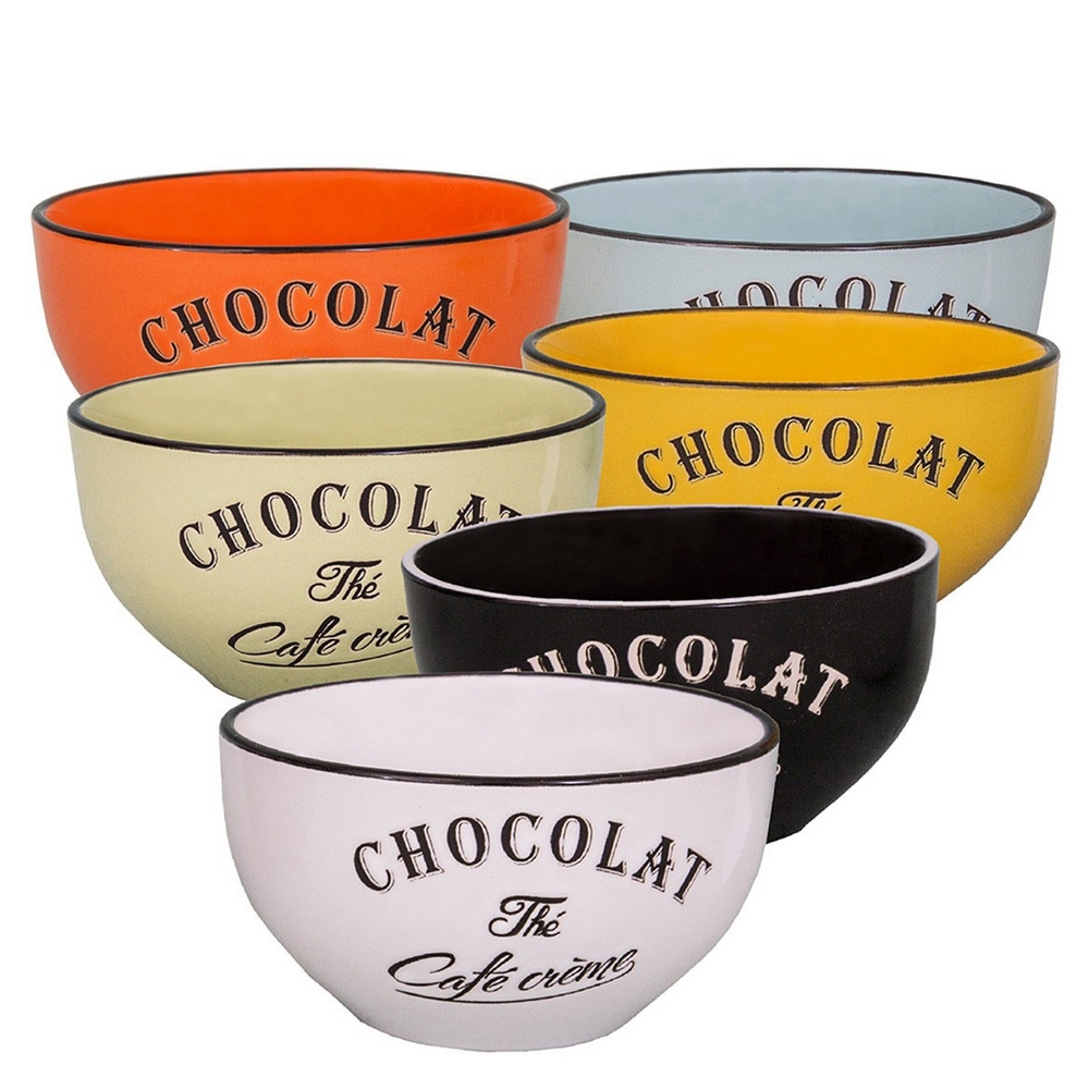 SET DE 6 BOLS CERAMIQUE BRASSERIE ASSORTIMENT DE 6 COULEURS 13.5 X 7.5 CM - Photo N°1