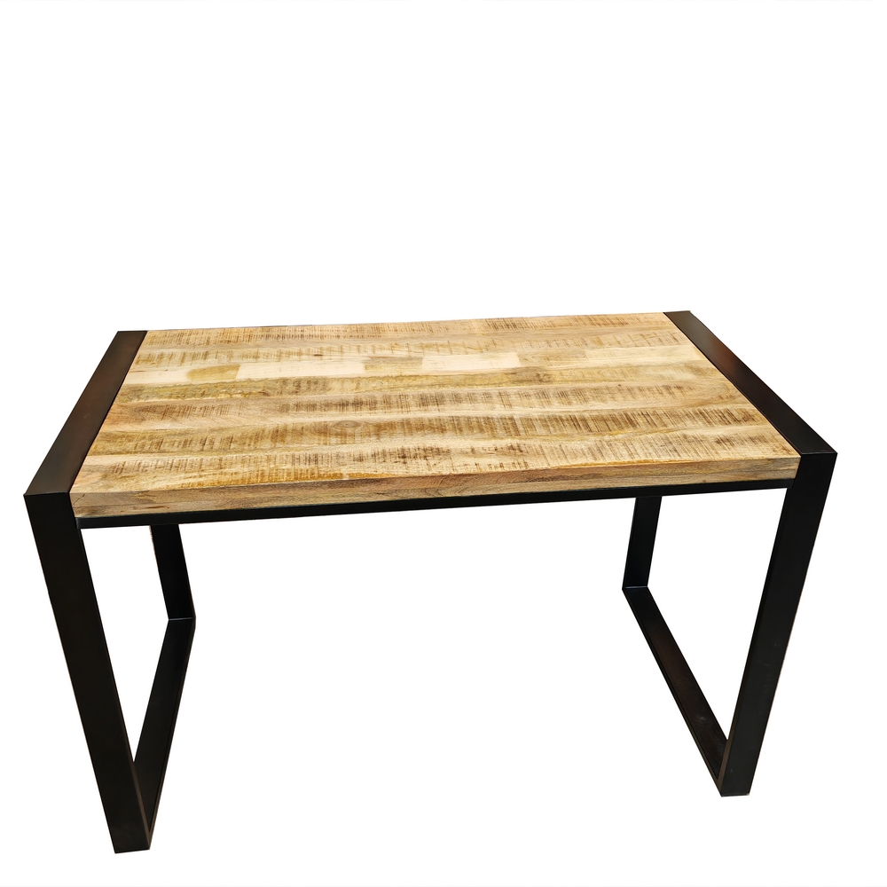 TABLE MANGE DEBOUT EN MANGUIER ET PIEDS METAL NOIR 150 X 80 X 94 CM - Photo N°1