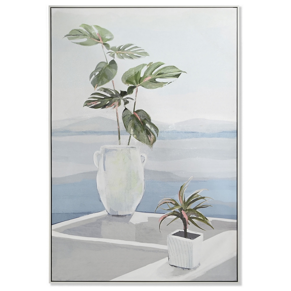 CADRE TOILE PLANTES ET VUE SUR MER 80 X 3.5 X 120 CM - Photo N°1